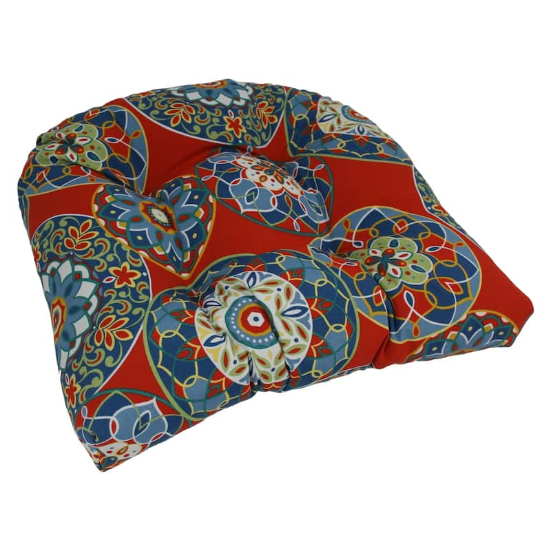 19-inch Rounded Back Tufted Indoor/Outdoor Chair Cushion - 19" x 19"