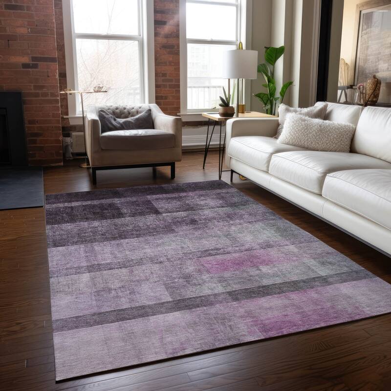 Machine Washable Indoor/ Outdoor Modern Abstract Chantille Rug