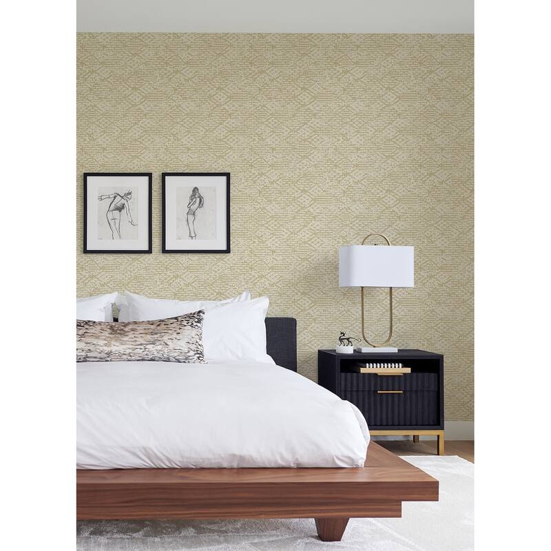 A-Street Prints Helene Gold Glitter Geometric Wallpaper