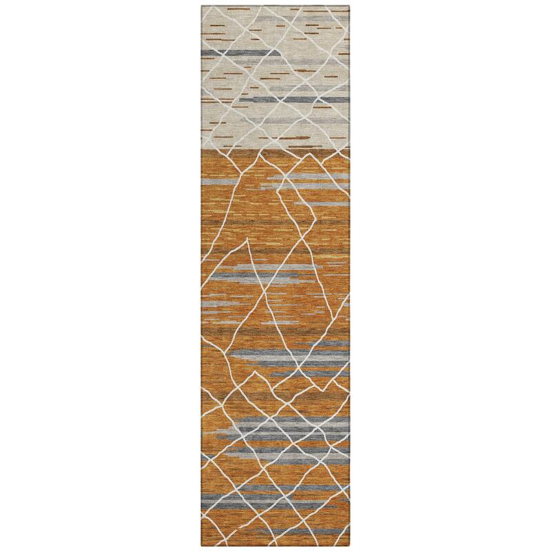 Machine Washable Indoor/ Outdoor Modern Global Chantille Rug