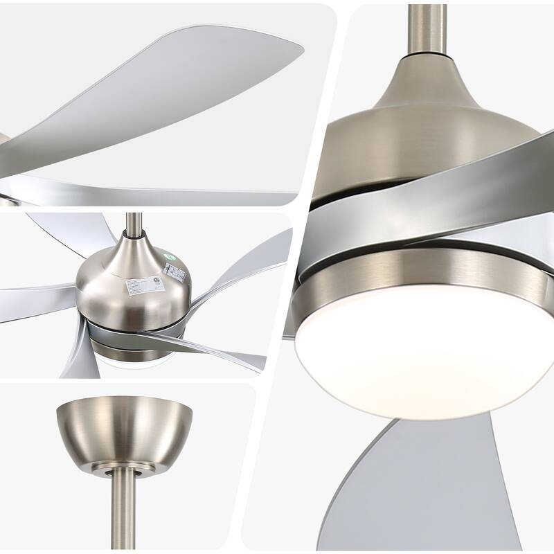 52-Inch Smart Ceiling Fan with Light Featuring 5 ABS Blades Dimmable LED and Memory Function