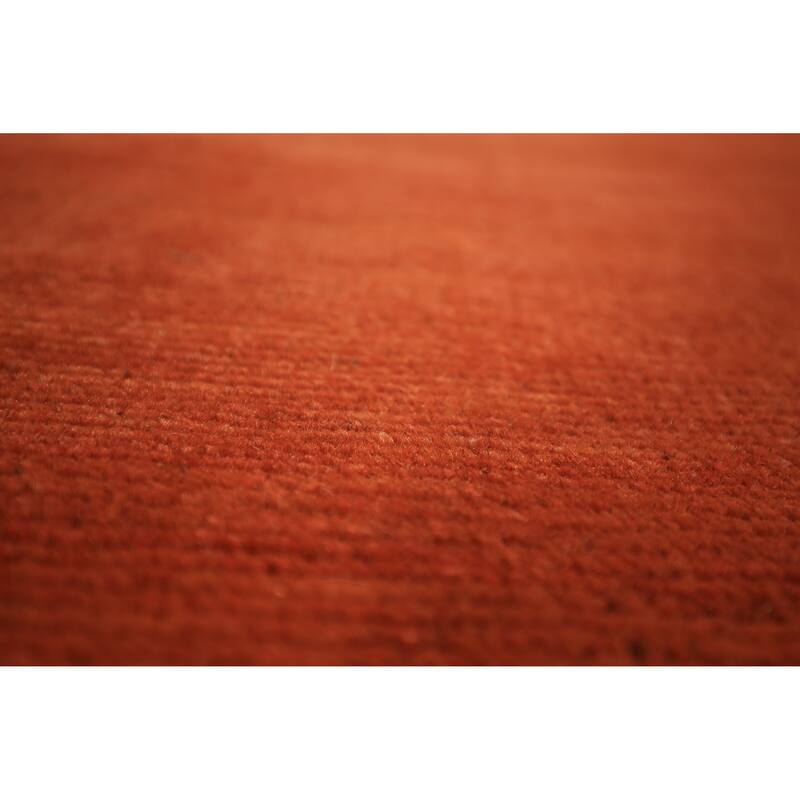 Modern Gabbeh Area Rug Hand-Knotted Oriental Orange Wool Carpet - 6'8" x 9'5"