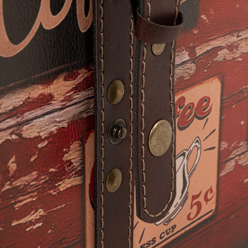 Household Essentials Decorative Trunk with Leather and Metal Accents & Hinged Lid - 11.4"L x 18.5"W x 11.4"H