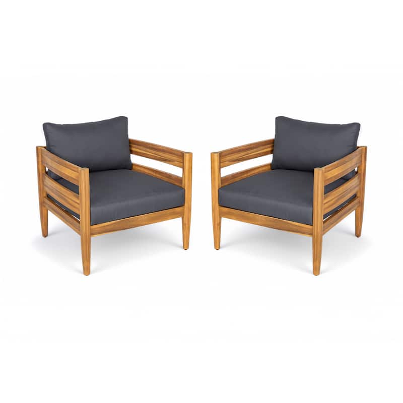 Christopher Knight Home- Jackson Curved Acacia Wood Outdoor 4 Piece Chat Set
