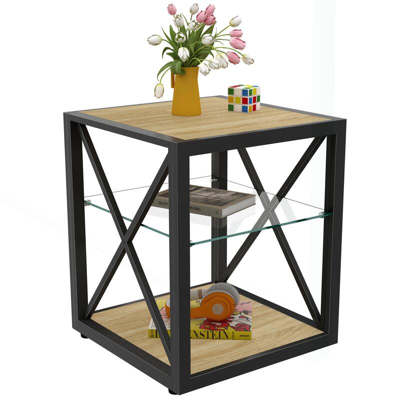 Charming Industrial-Style Side Table for Bedroom and Living Room, Enhancing Space