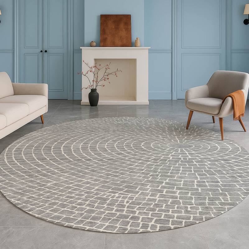 Machine Washable Indoor/ Outdoor Modern Gravity Chantille Rug