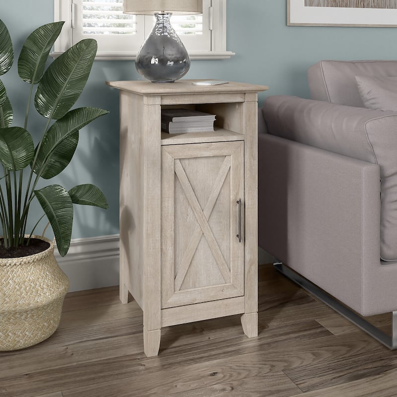 Key West End Table with Door by Bush Furniture - Washed Gray