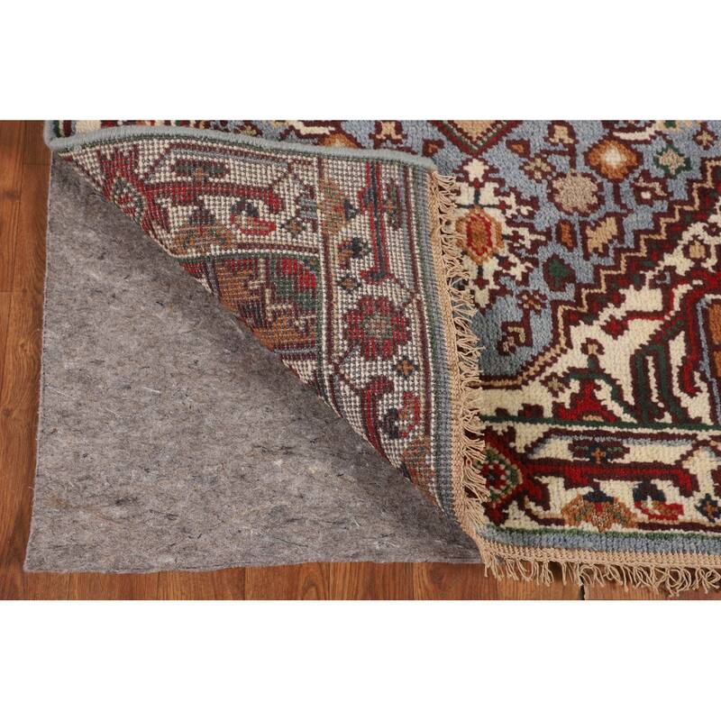 Geometric Blue Heriz Serapi Oriental Accent Rug Handmade Wool Carpet - 3'2" X 5'0"