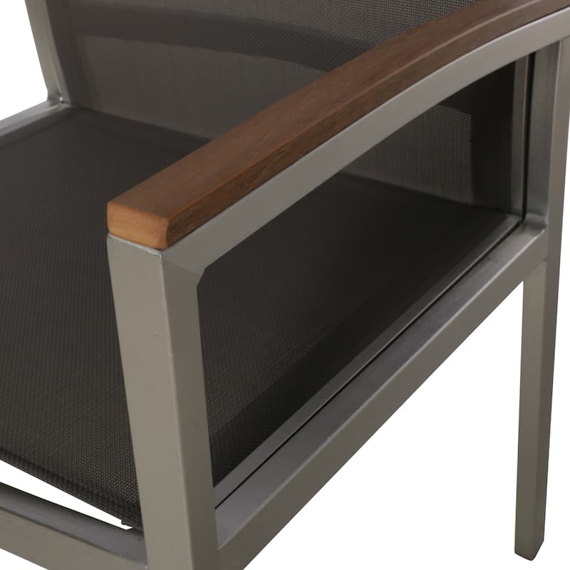 Luton Aluminum Outdoor Dining Chairs with Faux Wood Accents by Christopher Knight Home