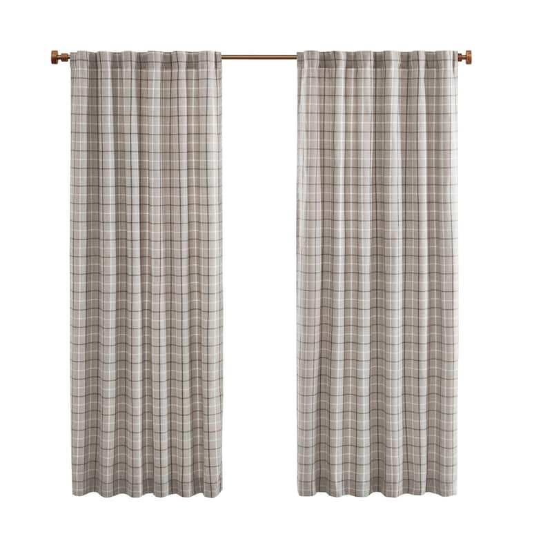 Madison Park Anaheim Plaid Rod Pocket and Back Tab Single Curtain Panel with Fleece Lining