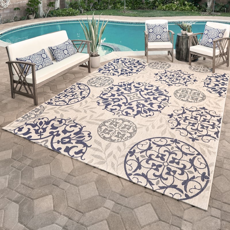 Gertmenian Solterra Bohemian Moroccan Global Weather Resistant Polypropylene Flatweave Indoor/ Outdoor Area Rug Collection - 8'9"x13'1" - Sovana Grain