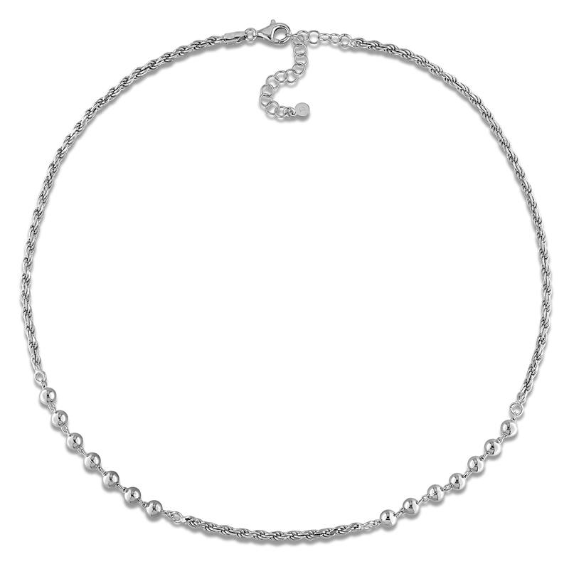Miadora Sterling Silver Rope and Ball Chain Necklace and Bracelet Set