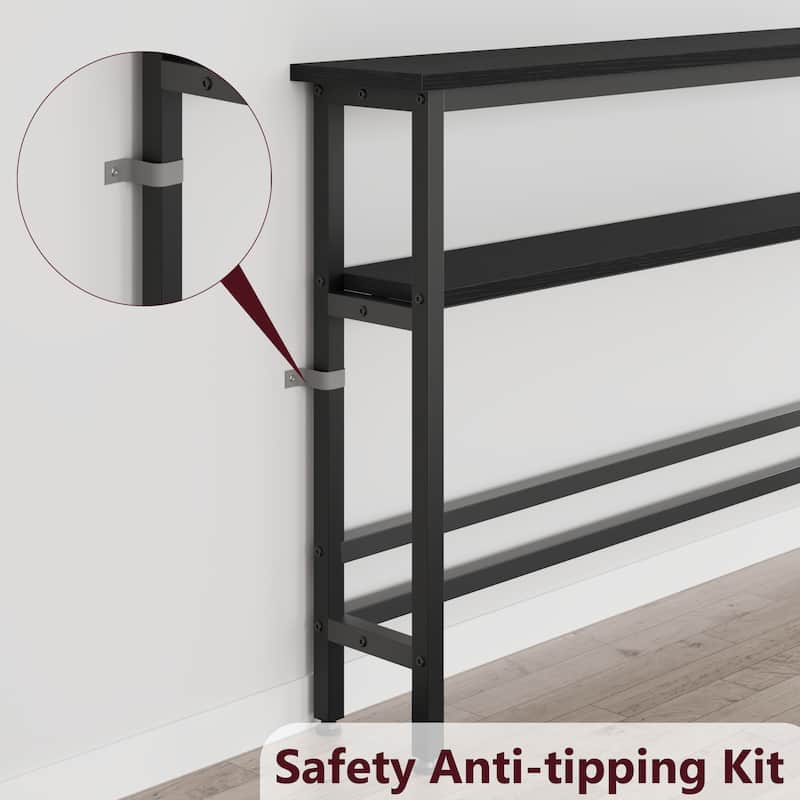 Narrow Console Table 2-Tier Sofa Table with Adjustable Shelf