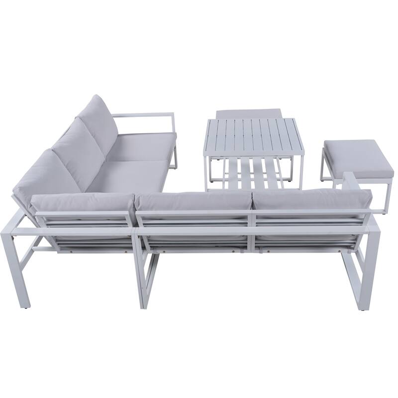 White Industrial Style Outdoor Furniture Set, 2 Love Seats, 1 Single