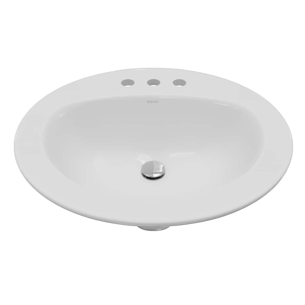 Karran Valera 21" Oval Top Mount Vitreous China Bathroom Sink in White