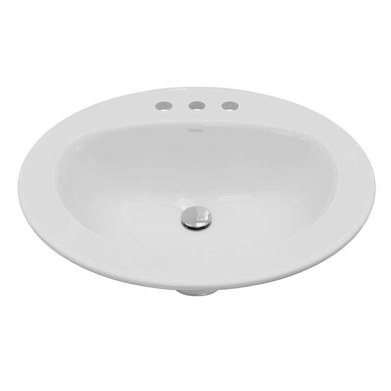 Karran Valera 21" Oval Top Mount Vitreous China Bathroom Sink in White