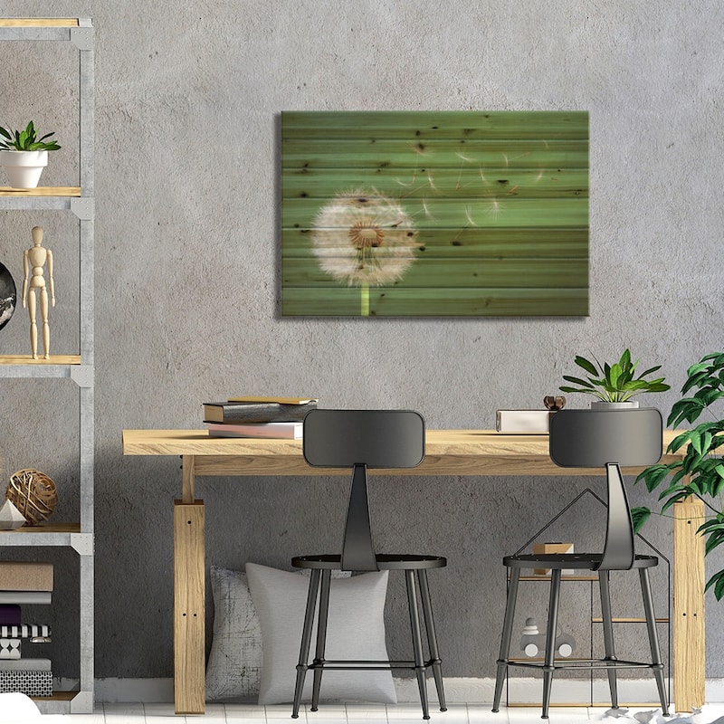 Dandelion Blowing II Print On Wood by Bess Hamiti - Multi-Color