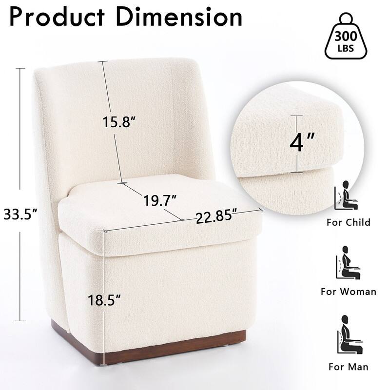 Modern Accent Chair Set of 4, Armless Chairs for Dining Room, Living Room, Bedroom