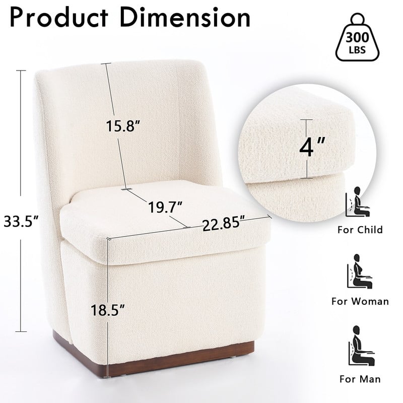 Modern Upholstered Accent Chair with Back for Dining Room, Living Room, Bedroom