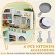 preview thumbnail 7 of 7, Qaba Corner Pretend Play Kitchen, Kids Toy Kitchen Playset with Chalkboard, Range Hood, Gift for Toddlers Ages 3+ Years Old