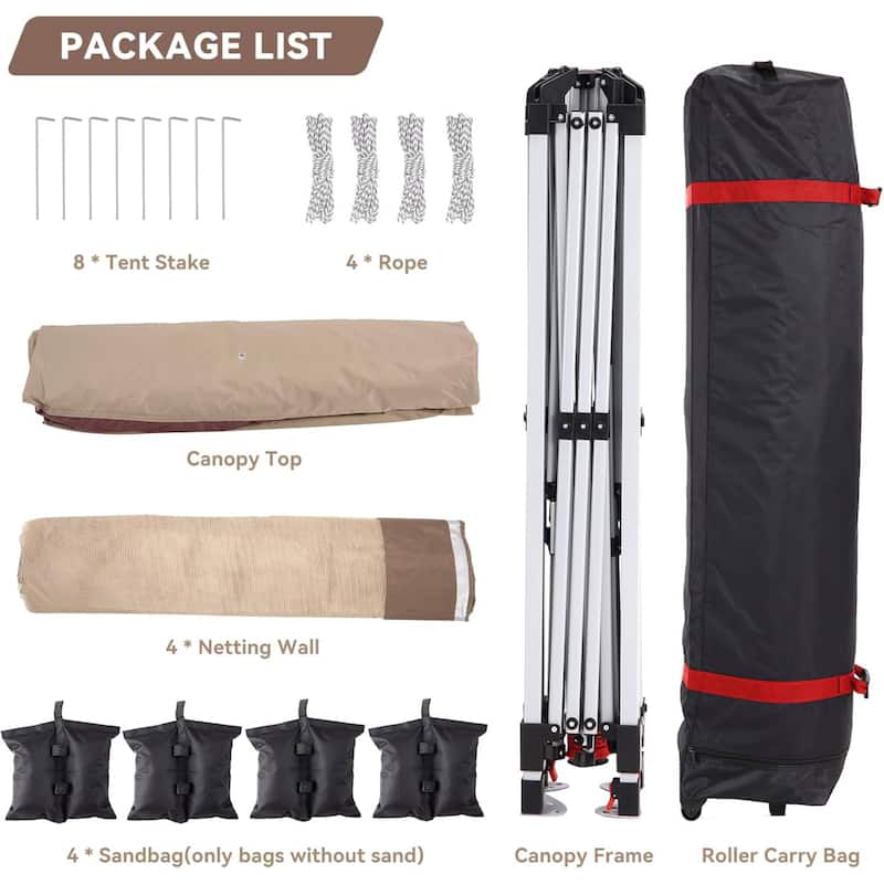 Modern Waterproof 12X12 Ft Instant Pop-Up Gazebo, All-Weather Canopy Tent for Patio, Garden, Backyard, Party - N/A