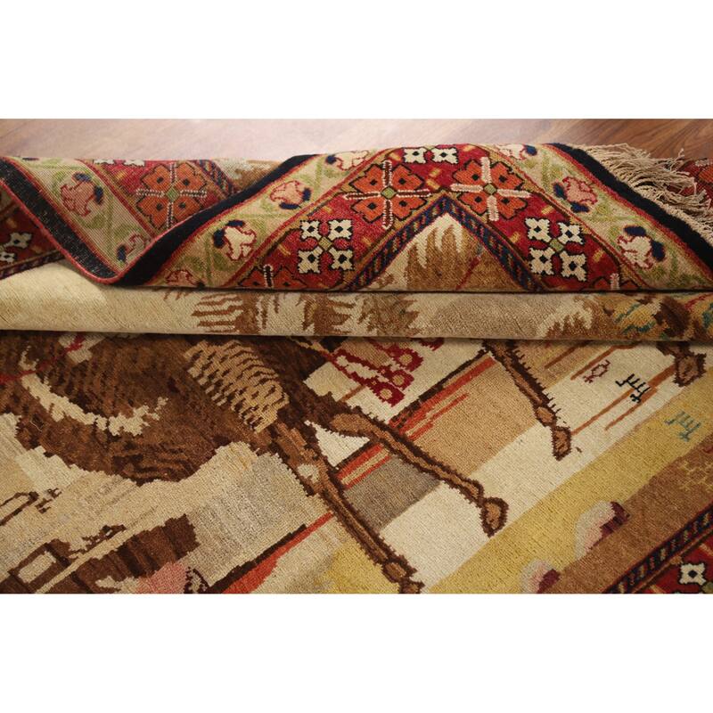 Vegetable Dye Karabagh Oriental Rug Hand-Knotted Wool Carpet - 4'2" x 5'11"