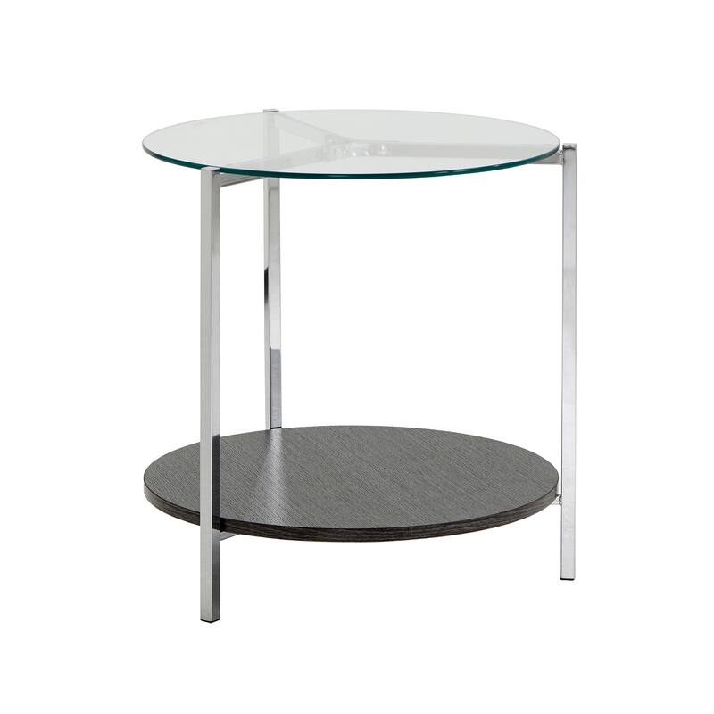Roti Chrome End Table with Glass Top by iNSPIRE Q Modern - End Table