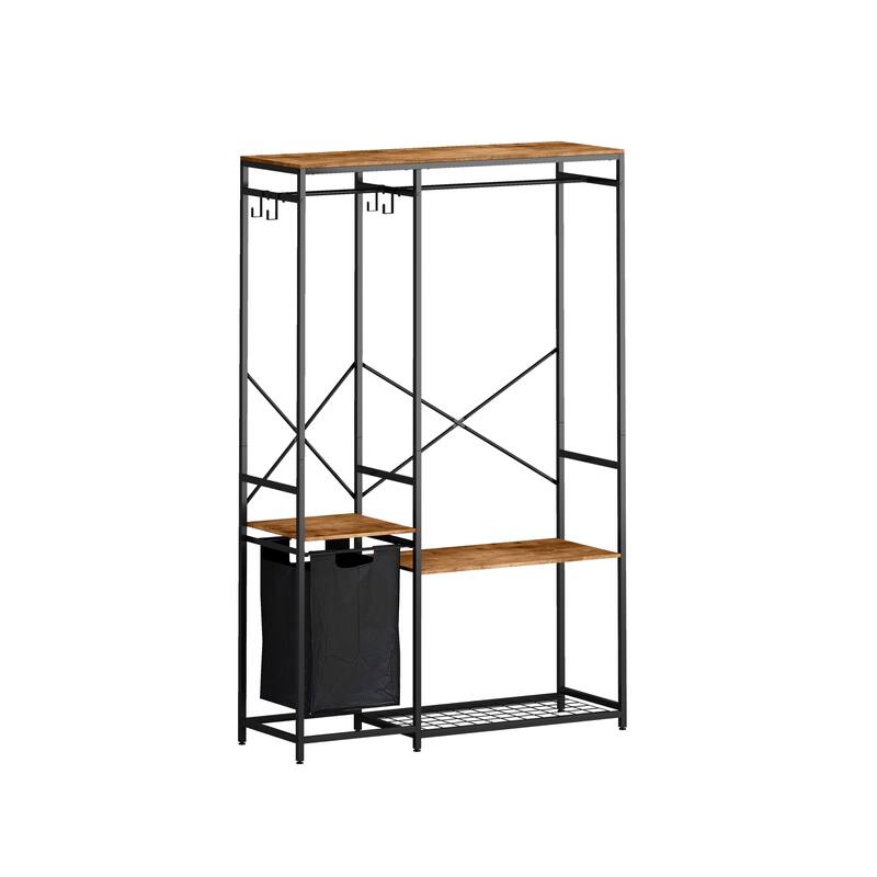 Portable Wardrobe Clothes Rack with Bottom Mesh