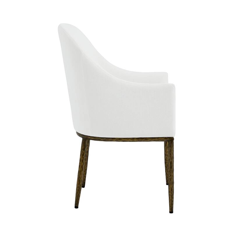 Christopher Knight Home - Ameson Artisan Upholstered Dining Chairs Set with Amrest, Hammered Metal Legs & Padded Seat