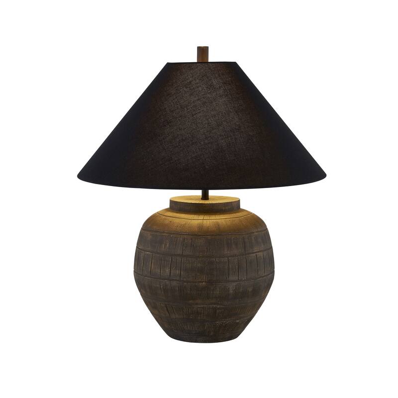Stover 25" Table Lamp with Linen Shade, Black/Brown (Set of 2)