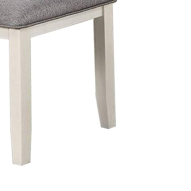 Lexi 24 Inch Classic Dining Side Chair, Padded Seat, Set of 2, Gray, White