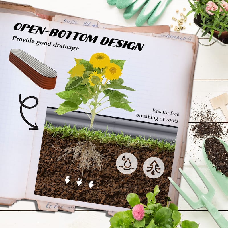 Outsunny 7.9' x 2' x 1.4' Galvanized Raised Garden Bed Kit, Outdoor Metal Elevated Planter Box