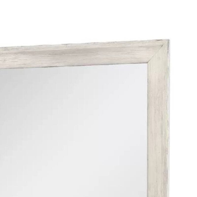 Dresser Mirror, Antique White Poplar Wood Frame, Square 40 Inch - Antique White