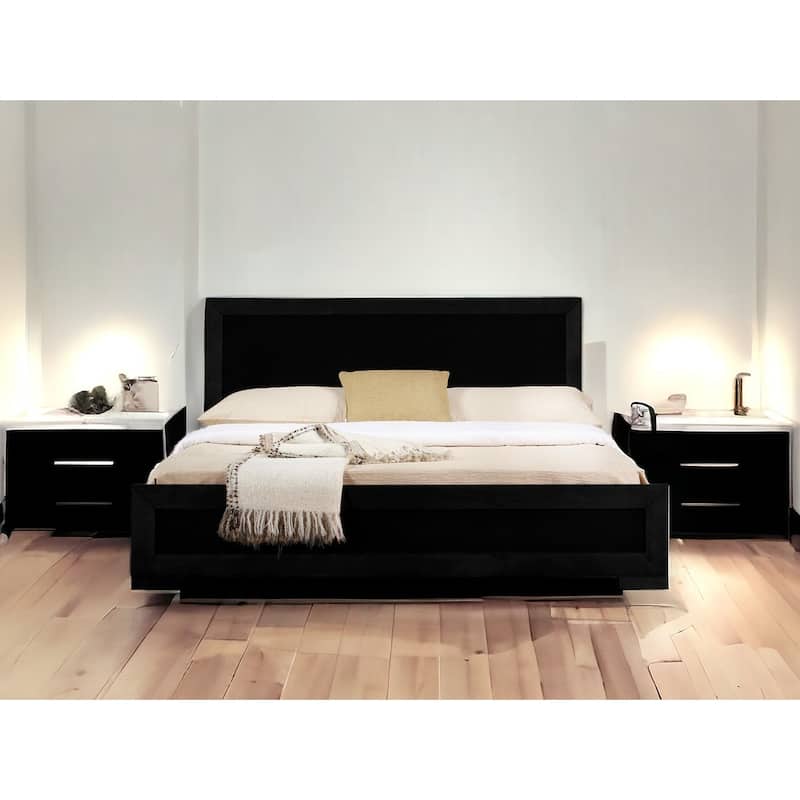 HomeRoots Black Wood Queen Bed Frame - Queen