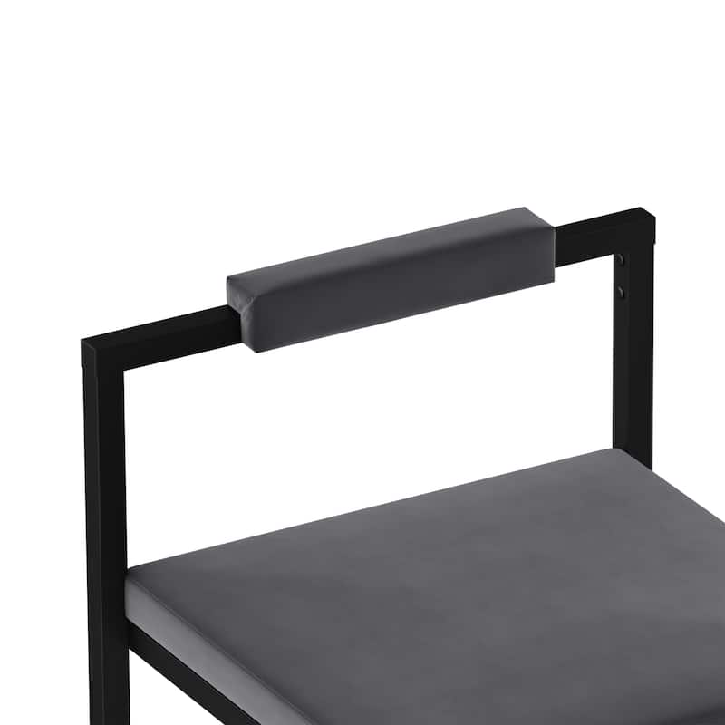 Modern Velvet Upholstered Bar Stools with Black Frame Set of 2