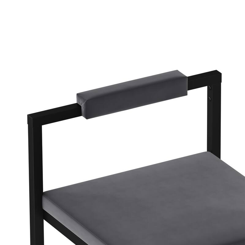 Velvet Upholstered Bar Stools Set of 2, Counter Height Bar Stools, Kitchen Island Stools with Footrest & Square Backrest