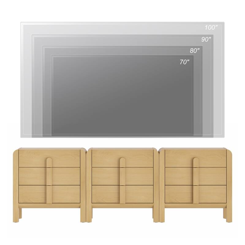 WAMPAT Wood Dresser For Bedroom, Mid Century Modern Chest Of Drawers With Storage, 9 Drawer Dresser With Curved Profile Design