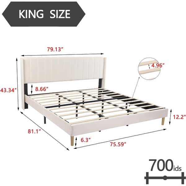 dimension image slide 0 of 34, Alazyhome Upholstered Platform Bed Frame