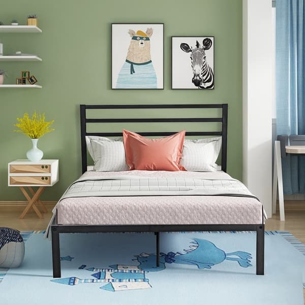 Shop Full Size Steel Bed Frame With Stable Platform And Wooden