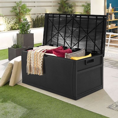 SUNCROWN 75-120 Gallon Weatherproof Resin Outdoor Storage Deck Box for Furniture and Supplies