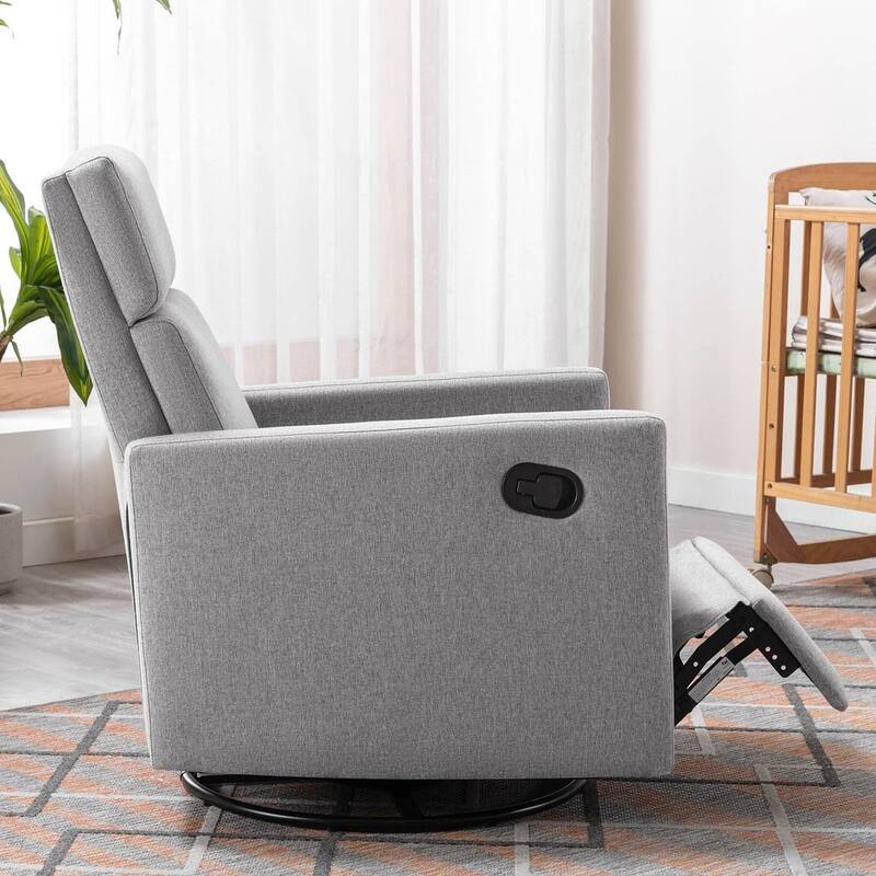 Modern 360° Swivel Sliding Linen Upholstered Recliner
