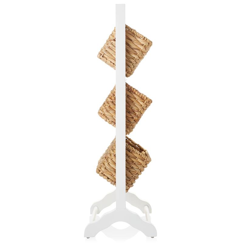 3Tier Floor Stand with Hyacinth Storage Basket Bins