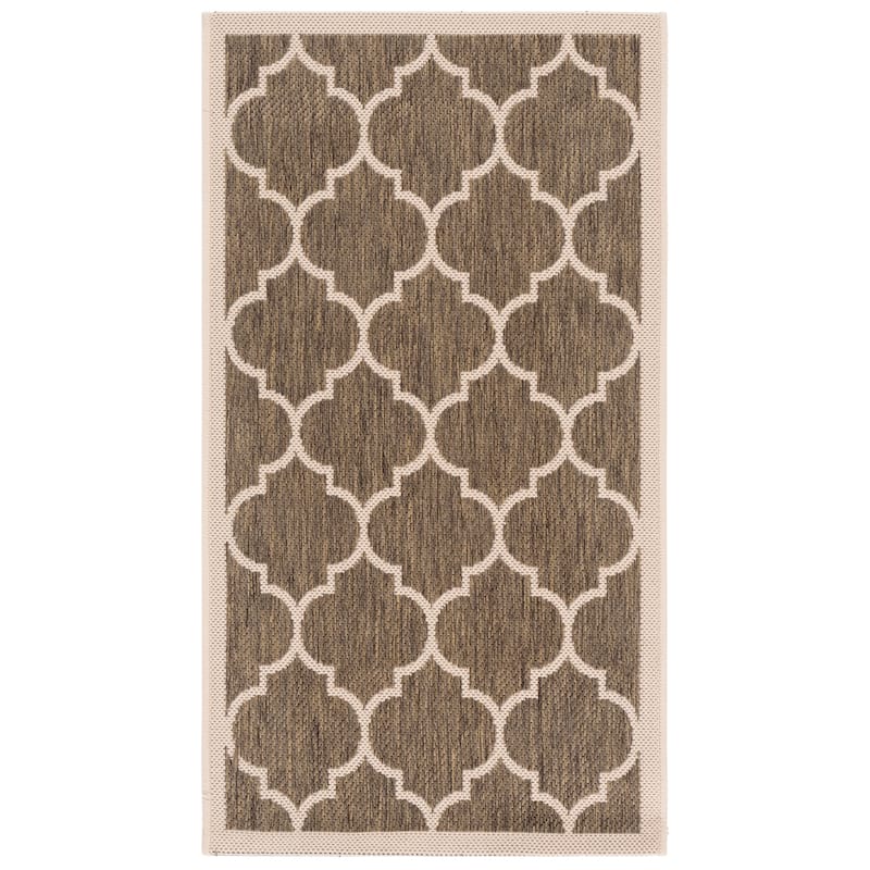 SAFAVIEH Courtyard Sibel Indoor /Outdoor Waterproof Patio Backyard Rug - 2' x 3'7" - Brown/Bone