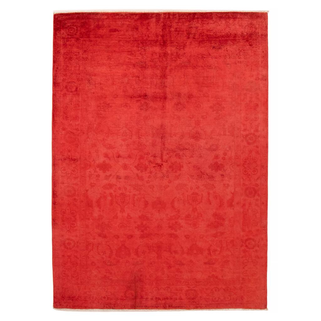 ECARPETGALLERY Hand-knotted Vibrance Light Red Wool Rug - 6'1 x 8'6
