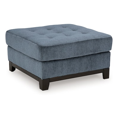Maxo Accent Ottoman, 36 Inch Square, Soft Tufted Rich Blue Polyester