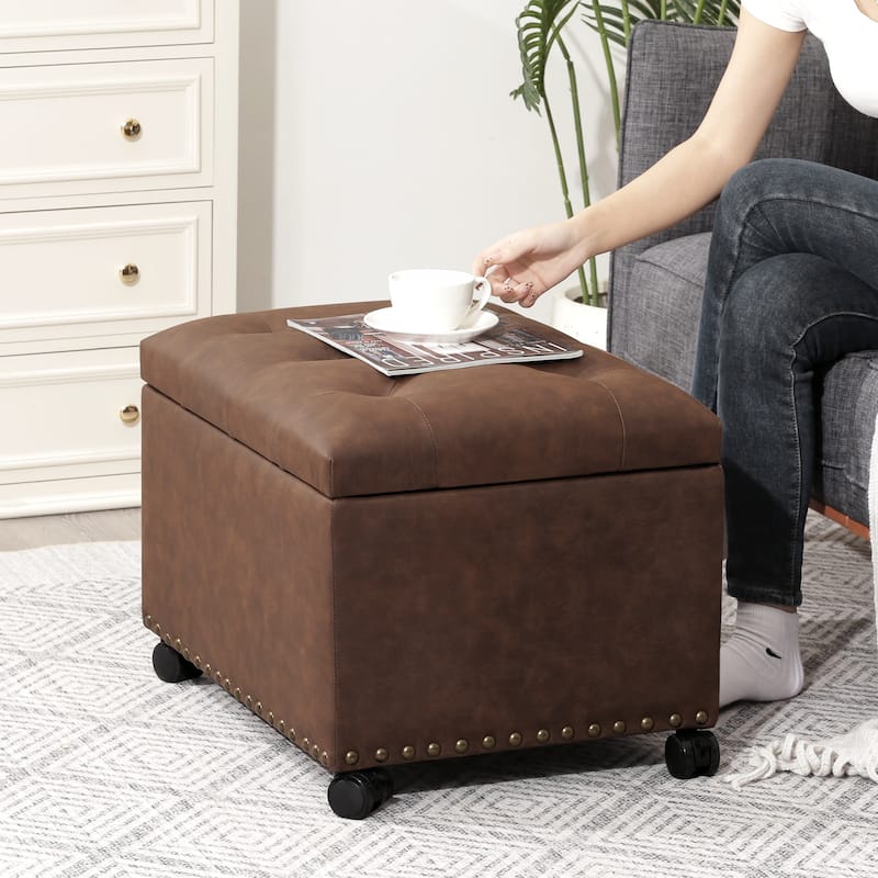 Adeco High End Classy Tufted Storage Ottoman Bench Footstool