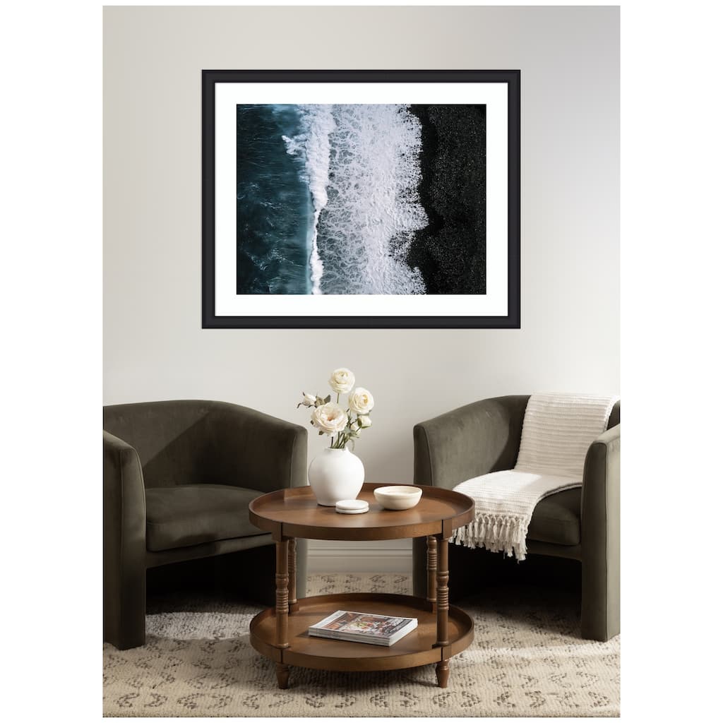 Kate and Laurel Framed Art Ocean Waves on the Black Beach in Iceland by Michael Schauer