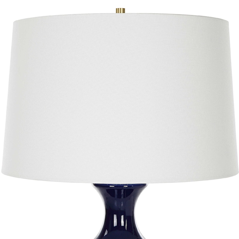 Ceramic Table Lamp with Tapered Shade - 29" - Blue and White