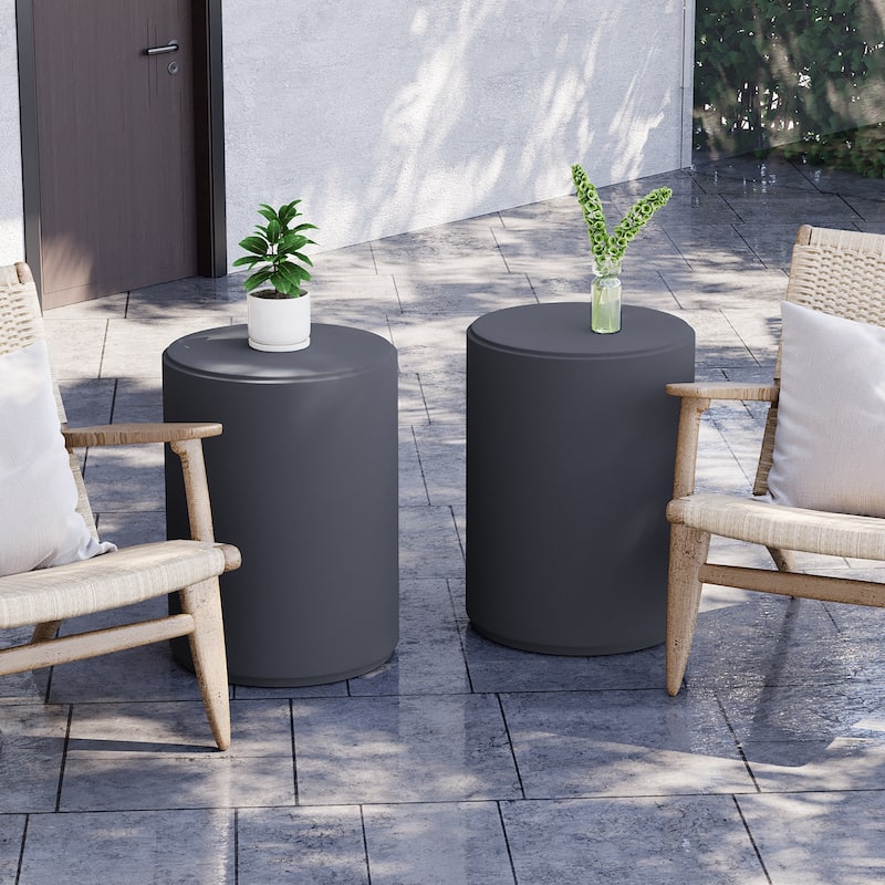 COSIEST Outdoor Black Concrete Side Table