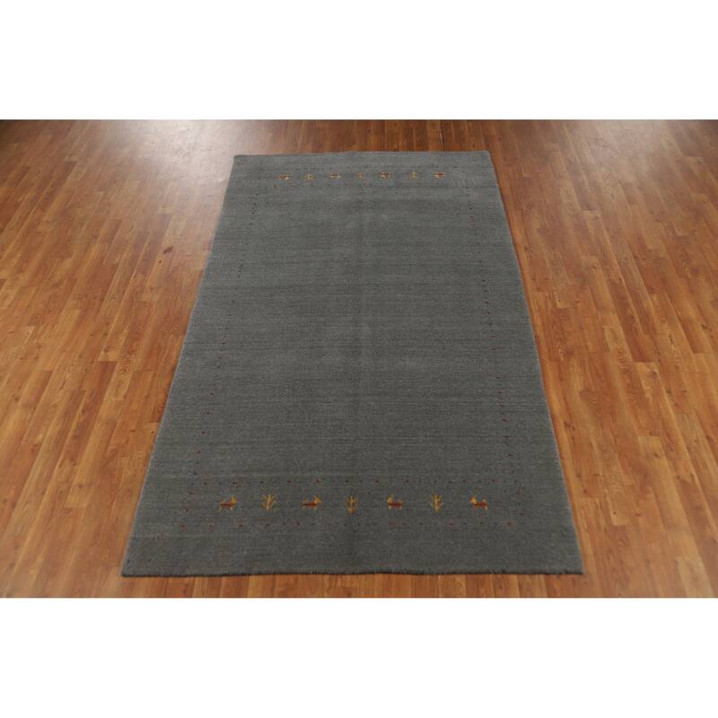 Tribal Gray Gabbeh Indian Area Rug Handmade Wool Carpet - 4'9" x 7'10"